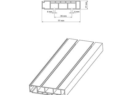 Double PVC ceiling rail + accessories PROLINE2 Cezar White 2m