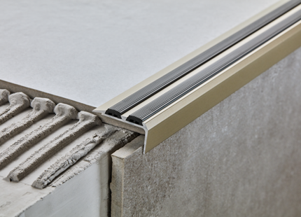Aluminium Stair Nosing with Rubber Insert Anodised 35mm x 19.5mm x 1000mm