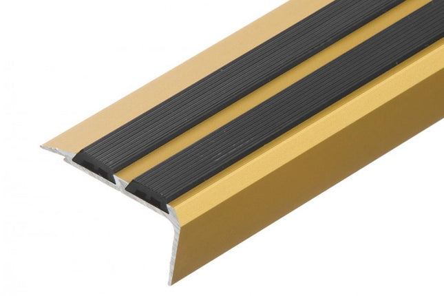 Aluminium Stair Nosing with Rubber Insert Anodised 35mm x 19.5mm x 1000mm