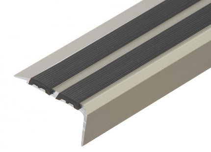 Aluminium Stair Nosing with Rubber Insert Anodised 35mm x 19.5mm x 1000mm