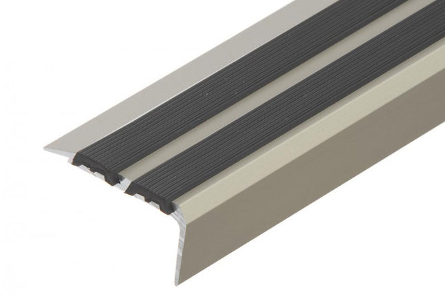 Aluminium Stair Nosing with Rubber Insert Anodised 35mm x 19.5mm x 1000mm