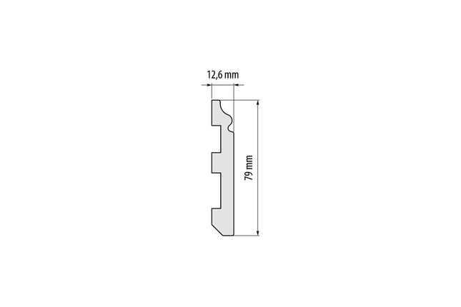 Polystyrene Skirting Board White 79x12,9mm L=2,44m Mat