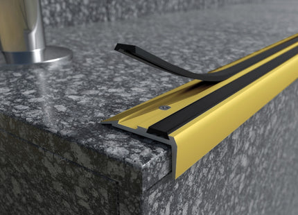 Stair Nosing with Rubber Insert Anodised Aluminium 35mm x 19.5mm x 1000mm