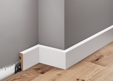 MDF Skirting Board White 90x16mm L=2.20m Semi-Matt Laminated - NEW
