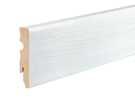 MDF Skirting Board Powder Snow 80x13mm L= 2.20m Semi-Matt Laminated