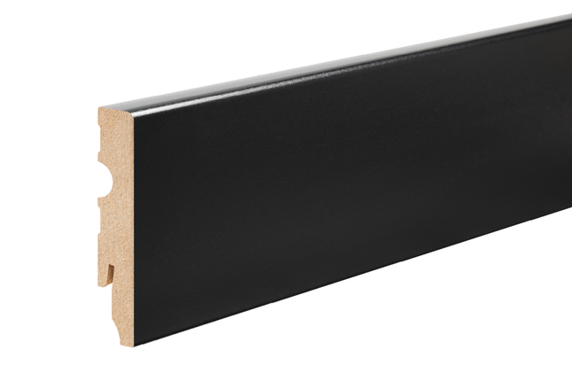 MDF Skirting Board Black 80x13mm L= 2.20m Semi-Matt Laminated