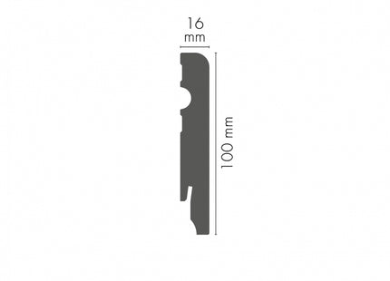 MDF Skirting Board White 100x16mm L=2.20m Semi-Matt Laminated - NEW