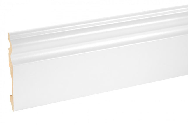 MDF Skirting Board White 115x14,5mm L=2.20m Semi-Matt Laminated - NEW