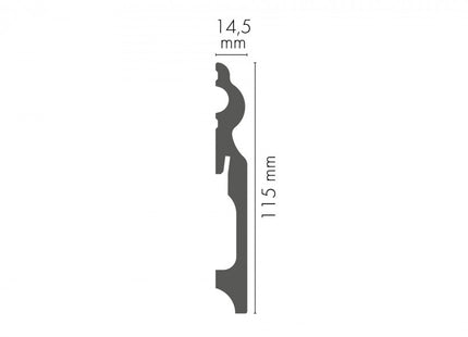 MDF Skirting Board White 115x14,5mm L=2.20m Semi-Matt Laminated - NEW