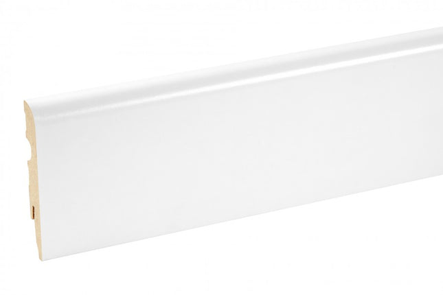 MDF Skirting Board White 80x13mm L= 2.20m Semi-Matt Laminated - NEW