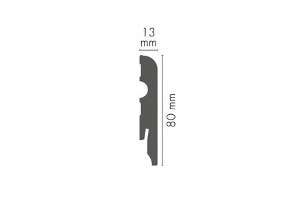 MDF Skirting Board White 80x13mm L= 2.20m Semi-Matt Laminated - NEW