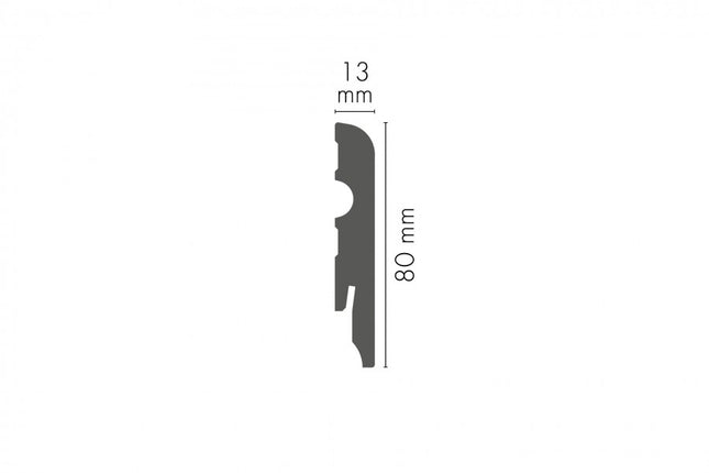 MDF Skirting Board White 80x13mm L= 2.20m Semi-Matt Laminated - NEW