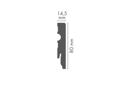 MDF Skirting Board White 80x14,5mm L=2.20m Semi-Matt Laminated