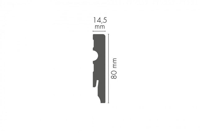 MDF Skirting Board White 80x14,5mm L=2.20m Semi-Matt Laminated