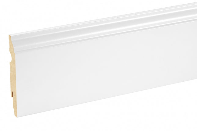 MDF Skirting Board White 90x16mm L=2.20m Semi-Matt Laminated - NEW