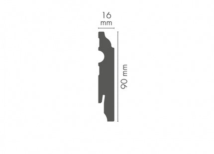 MDF Skirting Board White 90x16mm L=2.20m Semi-Matt Laminated - NEW