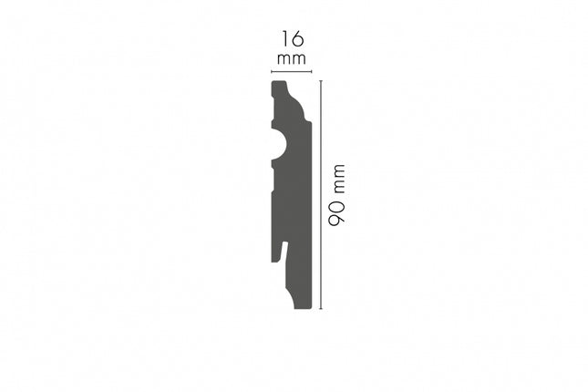 MDF Skirting Board White 90x16mm L=2.20m Semi-Matt Laminated - NEW