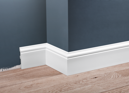 Polystyrene Skirting Board White 79x12,9mm L=2,44m Mat