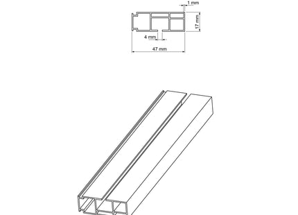 Single PVC ceiling rail + accessories PROLINE1 White 2m