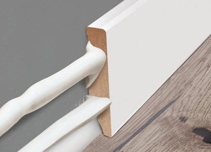 MDF Skirting Board White 90x16mm L=2.20m Semi-Matt Laminated - NEW