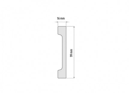 Polystyrene Skirting Board White 99x16mm L=2,44m Matt