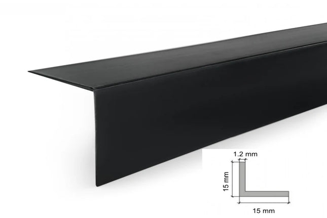 PVC Corner Trim 90° Black 2.75 Meter Plastic Equal Edge Protector
