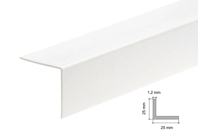 PVC Corner Trim 90° White 2.75 Meter Plastic Equal Edge Protector
