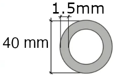 PVC Grey Round Pipe 40x1.5mm L= 1.05m