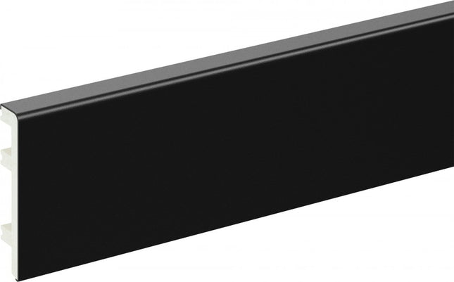 PVC Skirting Board Black 80x15mm L= 2.20m Matt Laminated - NEW