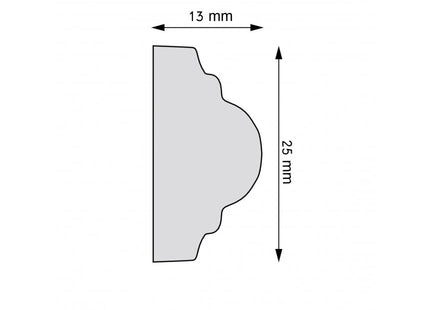 Wall Strip 25x13mm L= 2.44m White Smooth Matt Varnish Primer
