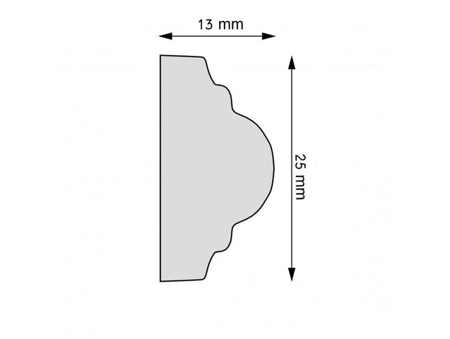 Wall Strip 25x13mm L= 2.44m White Smooth Matt Varnish Primer